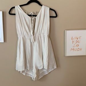 TOBI Blue striped White Romper! Medium